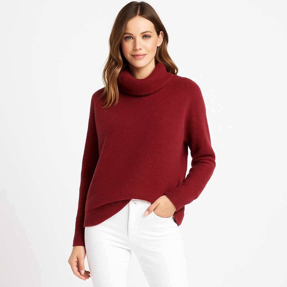 Caslon Womens Size Small Turtleneck Sweater Pullover Mauve Raw Seams Cozy NWOT